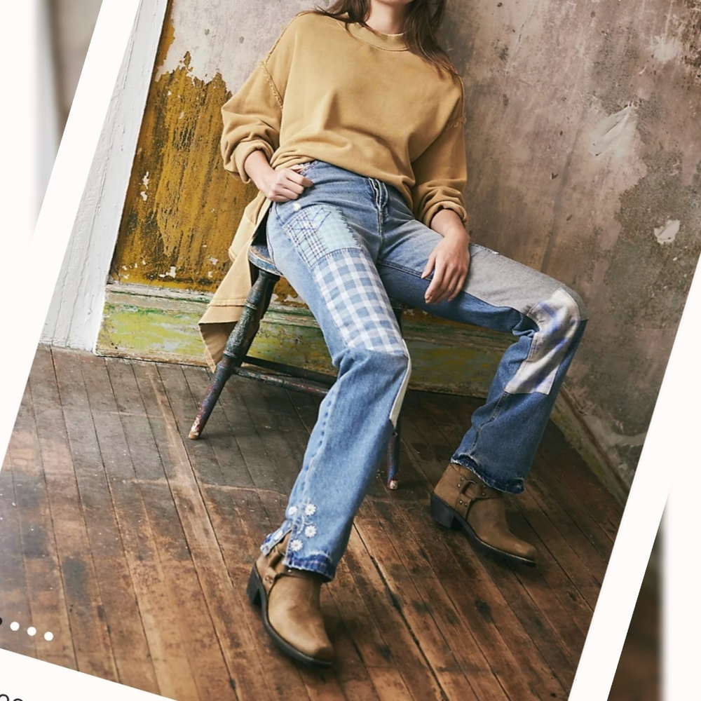 FREE PEOPLE × We The Free Steinbeck Patched Straight Leg Jeans - Picture 7 of 7